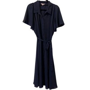 Nanette Nanette Lepore Navy Midi Shirt-Style Dress